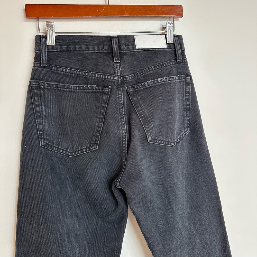 Re/Done High Rise Loose Jeans Washed Black with Rips Size 26 - Picture 6 of 11